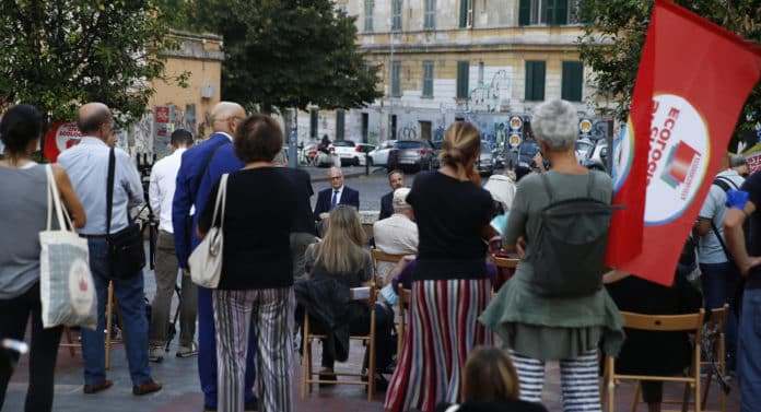 Roma, il candidato sindaco Roberto Gualtieri partecipa a un'iniziativa della lista Sinistra Civica Ecologista