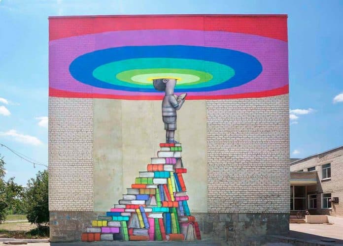 Julien Malland alias SETH-LAND-GLOBEPAINTER-STREET-ART-MURAL-KIEV-UKRAINE-MURAL-ART-SOCIAL-BACK-TO-SCHOOL-CHILDREN-books-51