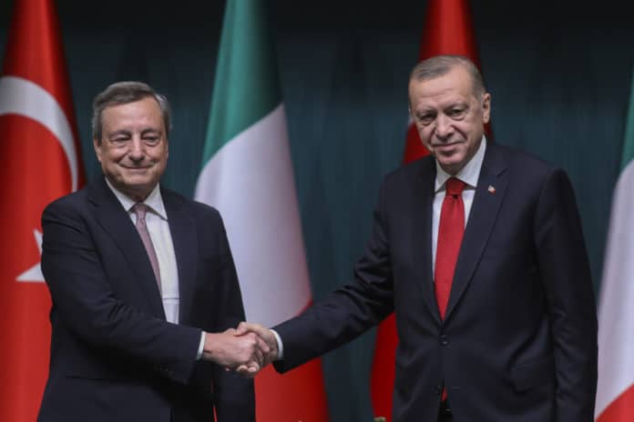 Ankara, il Presidente Recep Tayyip Erdogan riceve Il Presidente del Consiglio Mario Draghi